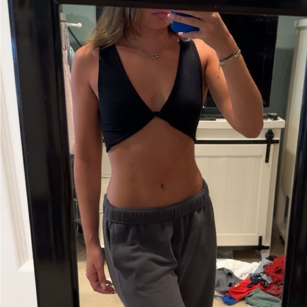 Black Twist Front Crop Top